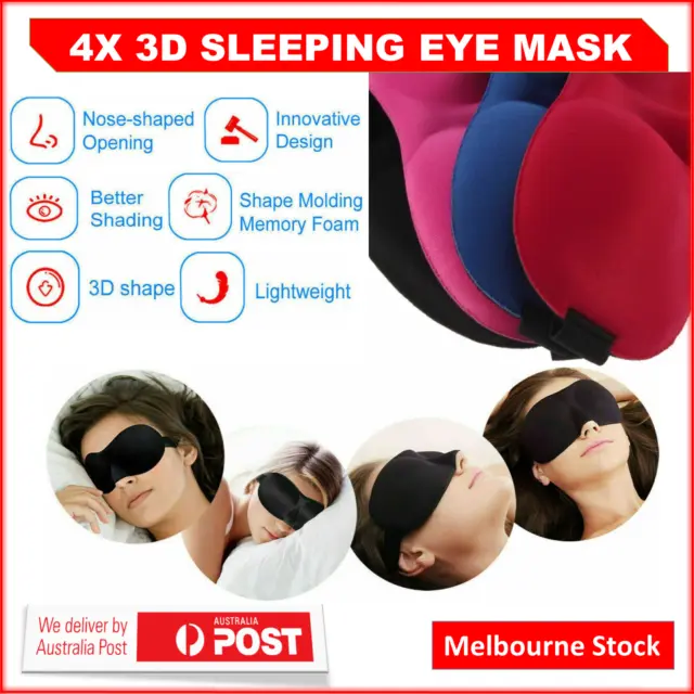 4x Travel Sleep Eye Mask Soft Memory Foam Padded Shade Cover Sleeping Blindfold