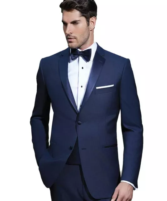 Ike Behar Navy Two Button Slim Fit Notch Lapel Tuxedo