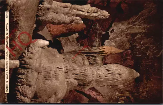 Postcard>>Cheddar, Gough's Caves, Solomon's Temple, Pillars [Harvey Barton]