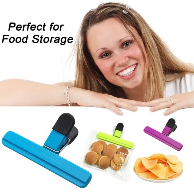 Bolsa con chip clips bolsa de sellado de alimentos sellador plástico gran puerta de almacenamiento de cocina R9C5