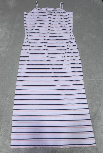 Nike Dress Womens XXL Femme Striped Spaghetti Strap Maxi Dress Ribbed Slit