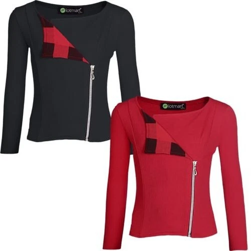 Ragazze Manica Lunga Quadri Bavero Anteriore Zip Giacca Bambini Cardigan 3-1