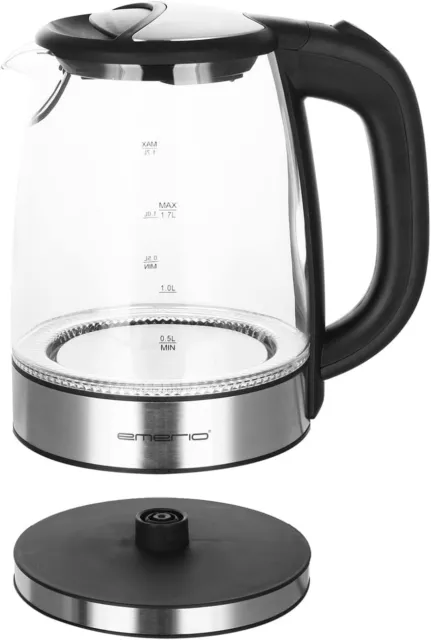 Emerio WK-119988 Bouilloire En Verre, 1,7 Litre, 2200 Watts, Éclairage Intérieur 3