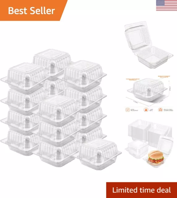 Clear Plastic Hinged Take Out Containers - 50 Count - Ideal for Dessert, Cake...