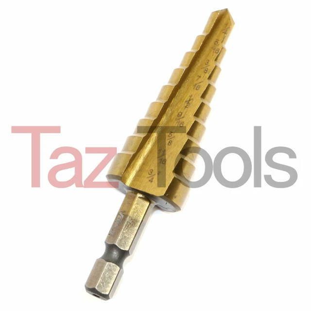 Step Drill Bit 1/4" - 3/4" Titanium HSS M2 9 Sizes Industrial Reamer Drilling