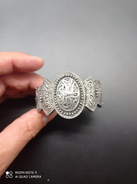 Bracelet Manchette Berbère Ancien – Argent Massif émaillé Et Corail, Pièce Ethnique Rare