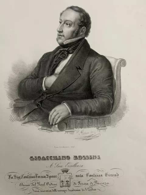 Gioacchino Rossini Compositor, Opera, Musica. Litografía 1847