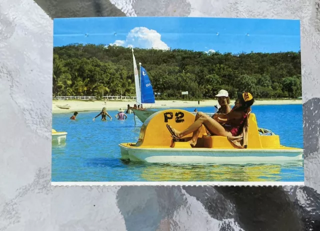 NEW Small Vintage Postcard Great Keppel Island Pedal Paddle Boats Water Fun
