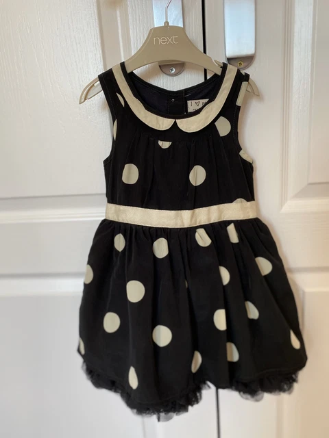 Bellissimo abito da festa estiva per bambina 9-12 mesi a pois a pois PROSSIMO IN PERFETTE CONDIZIONI