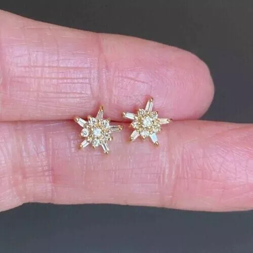 1.50 Ct Round Cut Simulated Diamond Star Stud Earrings In 14k Yellow Gold Plated