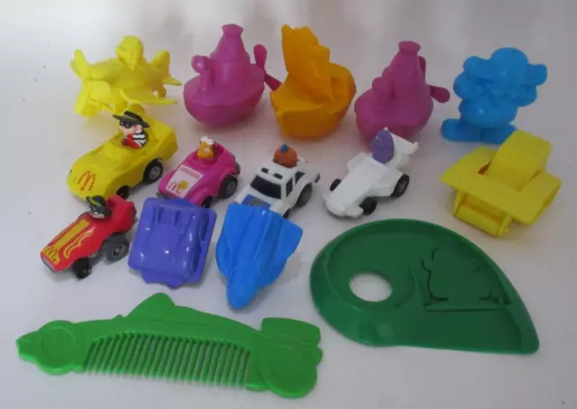 15 Old Vintage 1980's McDonald's Happy Meal Toys Cars Rings Boats Comb Airplane