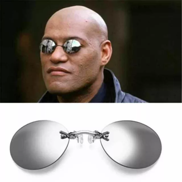 Clip On Nose Glasses Round Rimless Matrix Morpheus Sunglasses Frameless Vintage