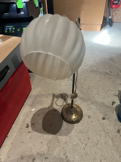 ANCIENNE LAMPE VINTAGE MONTE & BAISSE  OPALINE  Old French