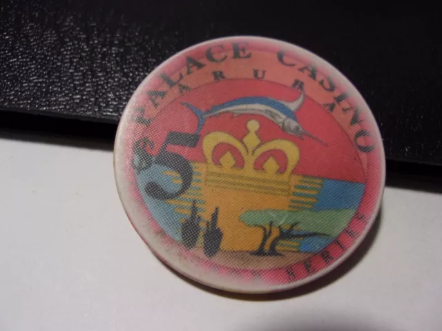 PALACE CASINO $5 hotel casino gaming poker chip - Palm Beach, ARUBA