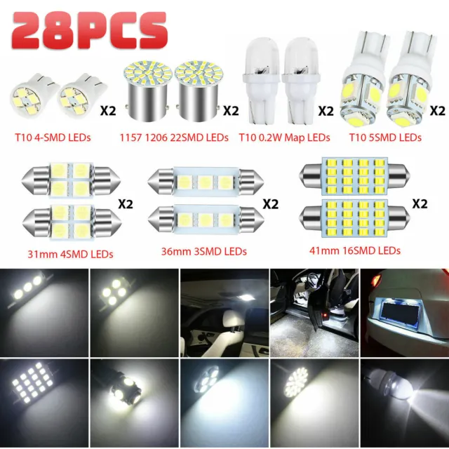 28pc Assorted LED Car Interior Inside Light Dome Trunk Map License Plate Lamp +