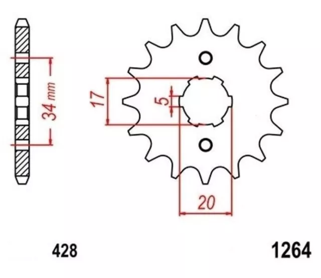 Pignon Sortie Boite Avant 15 Dents (Chaîne 428) pour Honda CBR 125 R 04-14