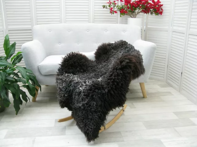 Véritable Gotland Boucle Tapis Peau de Mouton Race Rare Lit Chaise Housse GOT417