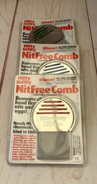 Nit Free Comb (Nitty Gritty) Removes all head lice nits & eggs, 3 colours