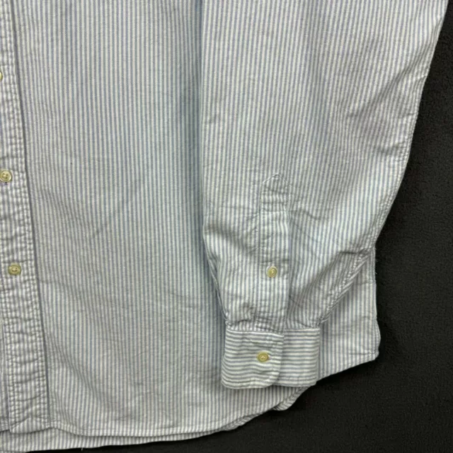 Ralph Lauren Shirt Mens 2XLT Light Blue Striped Cotton Button-Down Oxford Logo 3