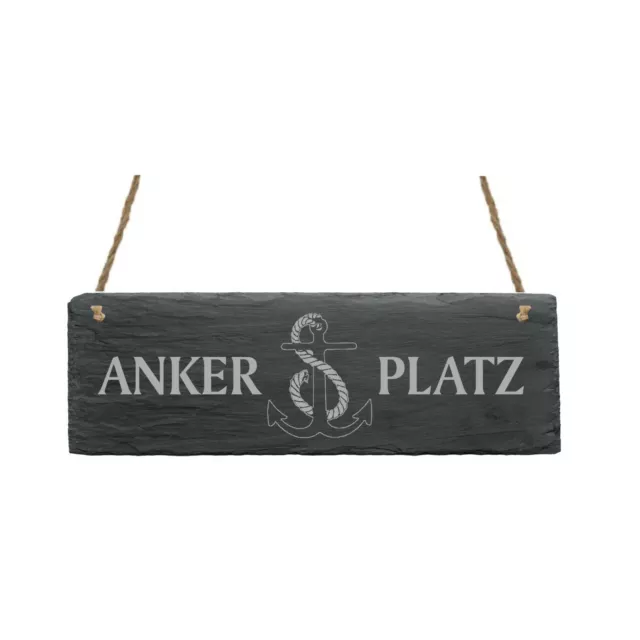 Ankerplatz Schild Schiefer Gravur Anker - maritime Türdeko Türschild 22x8cm