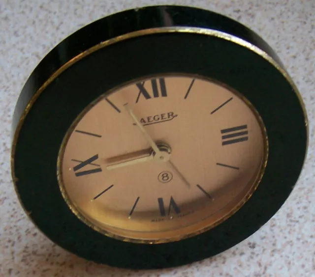 Jaeger 8 day's alarm desk clock 74 mm. in diameter running condition 3