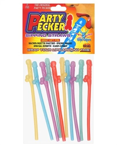 Bachelorette Party Favors Gag Gift Dicky Pecker Sipping Straws Brown