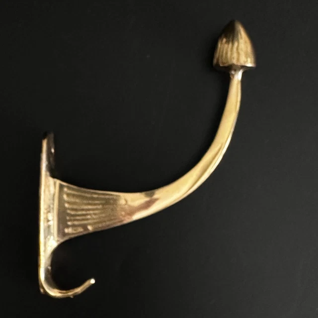 VTG Polished Brass Ornate Acorn Double Hook Pier 1 Coat Hat Wall Mount Hardware