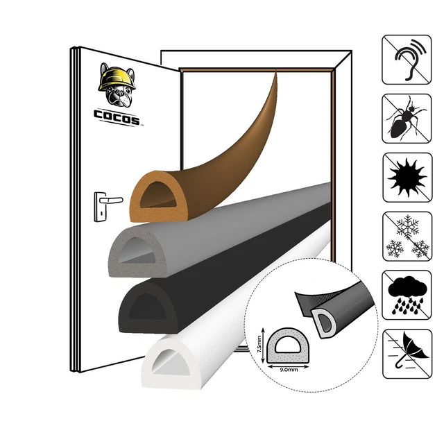 Guarnizione Per Finestre E Porte - Larghezza 4 Mm, Altezza 12 Mm, Marrone, 5 M, Isolante Termico E Acustico