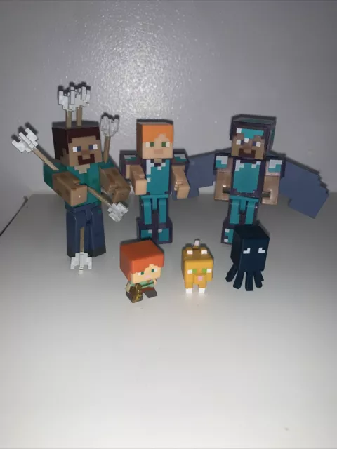 MINECRAFT 2,5 cm / 1 ACTION FIGURES SQUID , ALEX , BLACK SHEEP NETHERRACK  SERIES 3 MOJANG - MATTEL CKH40