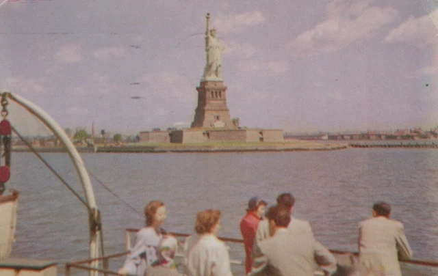 Statue Of Liberty Liberty Island New York Harbor Posted Vintage Chrome Post Card