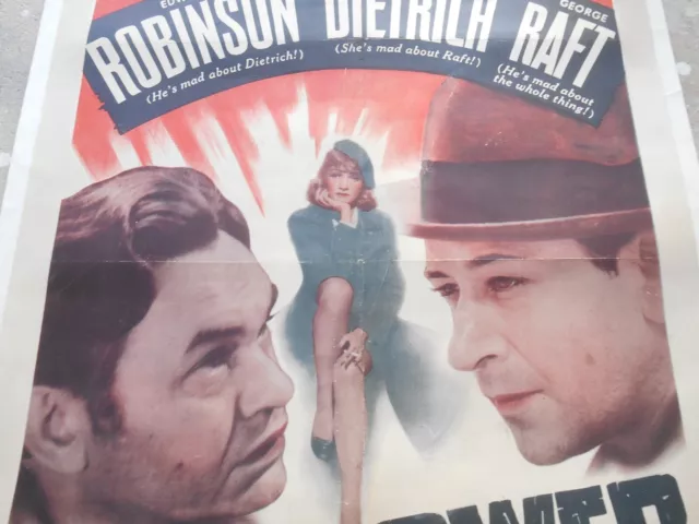 Manpower. Film Noir 1-sheet film Poster. Marlene Dietrich-George Raft- Edward G 2