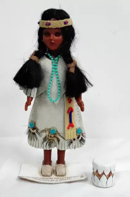 HERITAGE DOLLS American Sioux Indian Native Doll w papoose. Genuine leather -K02