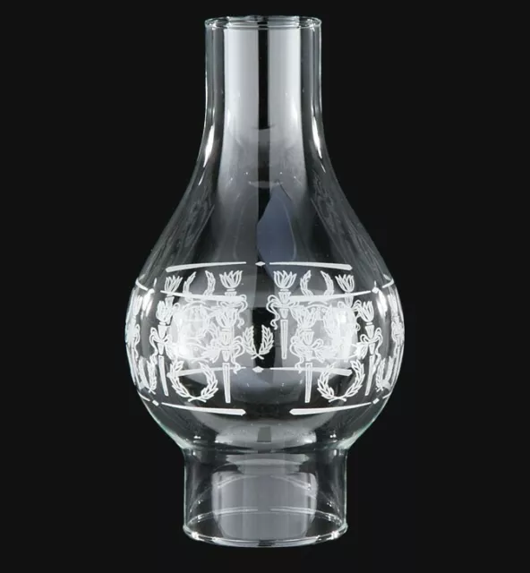 3" X 9 1/4" Diana Decorated Clear Glass Kerosene Oil Lamp Chimney 57965Jb