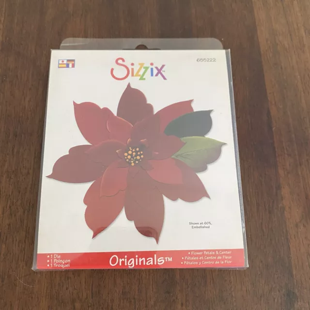 "Pétalos y centro de flores" originales Sizzix #655222 Poinsettia