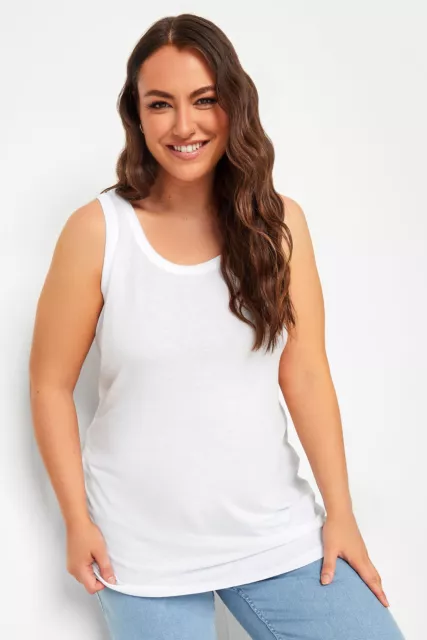 Yours Clothing Womens Plus Size White Basic Vest