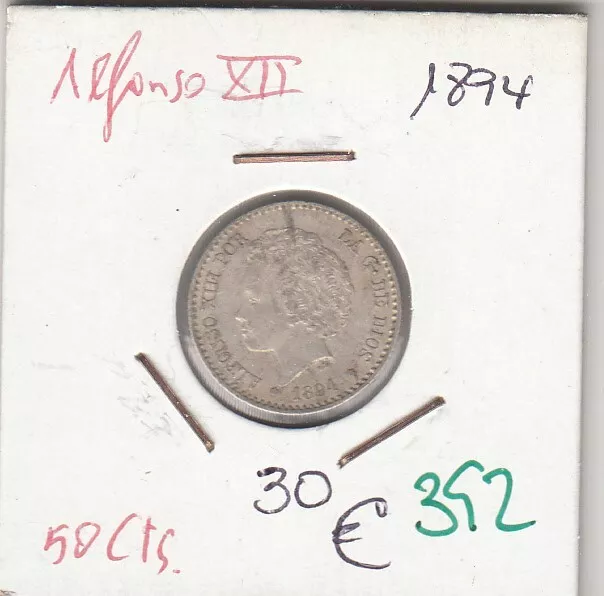 Cre0392 Moneda España Alfonso Xii 50 Centimos 1884