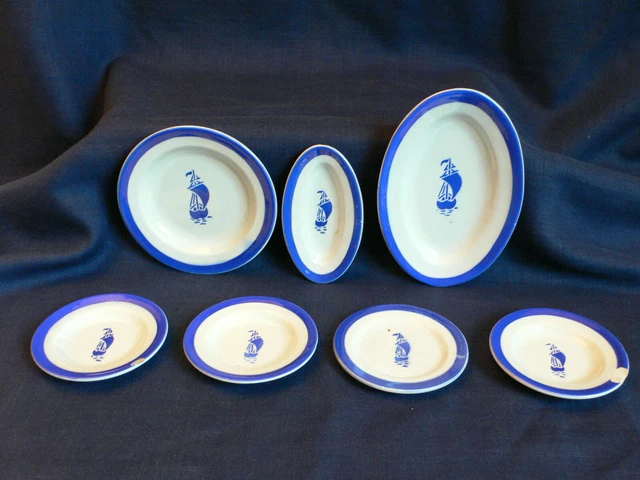 Dinette Ancienne En Tôle émaillée Bleue – Motifs Géométriques Vintage, Fabrication Française