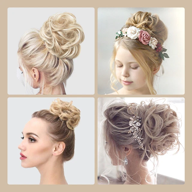 4pcs Women Girl Curly Large Bun Elastic Band Fashion Synthetic Hair Piece Daily