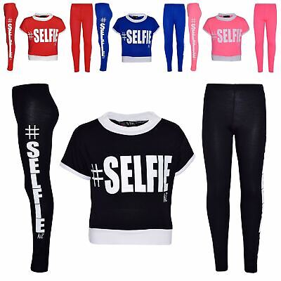 Girls Top Kids #Selfie Print Designer T Shirt & Fashion Legging Set 7-13 Years