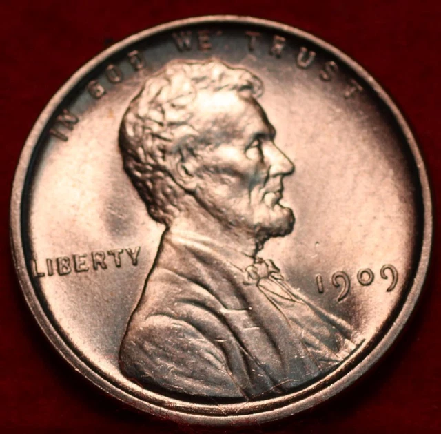 Uncirculated Red 1909 VDB Philadelphia Mint Copper Lincoln Wheat Cent
