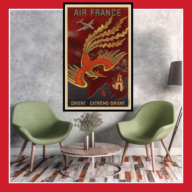 Repro Toile Coton Affiche Publicitaire Air France Extreme Orient Poster Photo