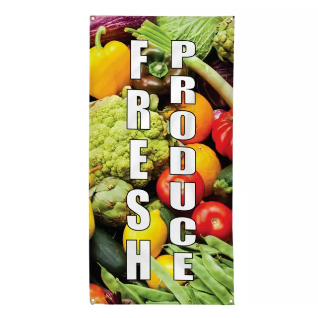 Vertical Vinyl Banner Multiple Sizes Fresh Produce Farmer's Market Food Fair