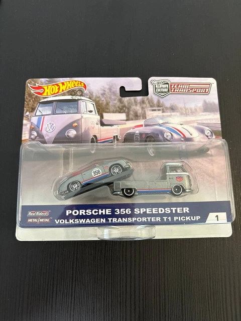 Hotwheels 1/64 🇫🇷 Team Transport Porsche 356 speedster + pick-up vw t1 #1 - Jeux & Jouets