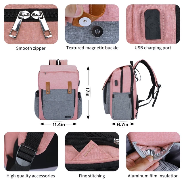 Large Baby Backpack Diaper Bag with Expanding Changing Station, USB Port 2