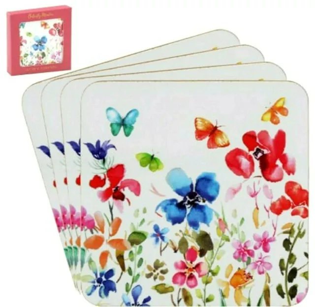 4er Set Untersetzer Butterfly Meadow Korkunterseite Leonardo Collection England