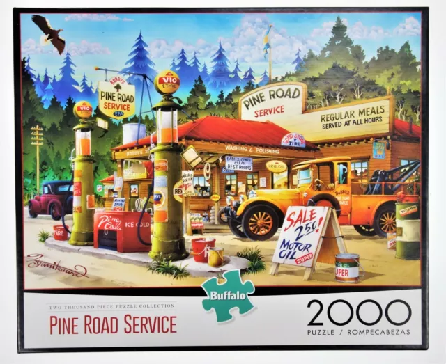 2000 Pc Buffalo Jigsaw Puzzle Pine Road Service USA Retro Country Store Gas