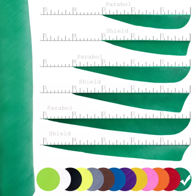 20er Set BSW Solid - Naturfeder - einfarbig - 2 Zoll Parabol Grün - Pfeil Bau