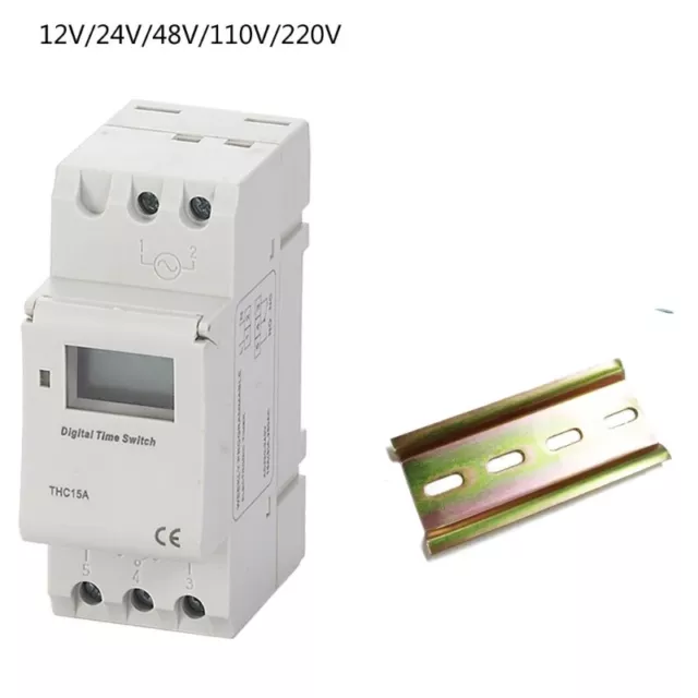 THC15A Digital LCD Power Programmable Timer Switch Din Rail Mount