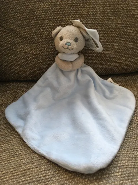 NEW Tesco Baby F&F grey teddy bear blue comforter doudou blankie soft toy BNWT