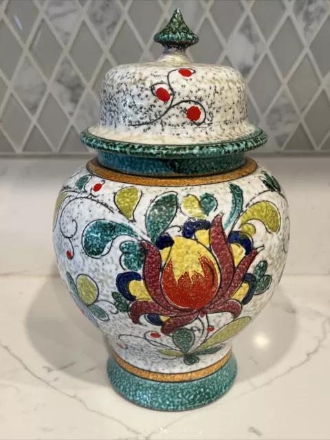 1950's Hand Painted floral Ginger Jar Italy